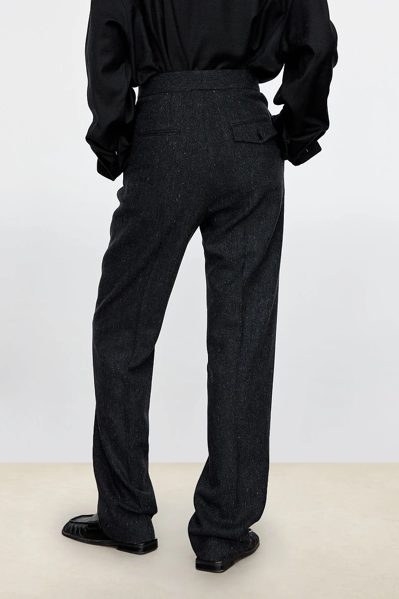 Italian Shimmering Wool Tapered Pants