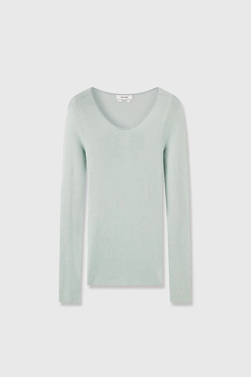 Italian Silk & Cashmere UV-Neck Base Shirt