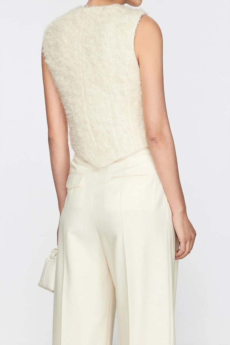 Italian Soft Tweed Heart-Shaped Collar Vest