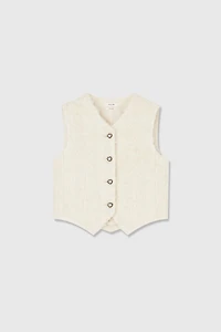 Italian Soft Tweed Heart-Shaped Collar Vest