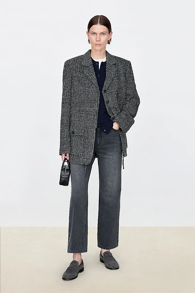 Italian Tweed Blazer with Drawstring