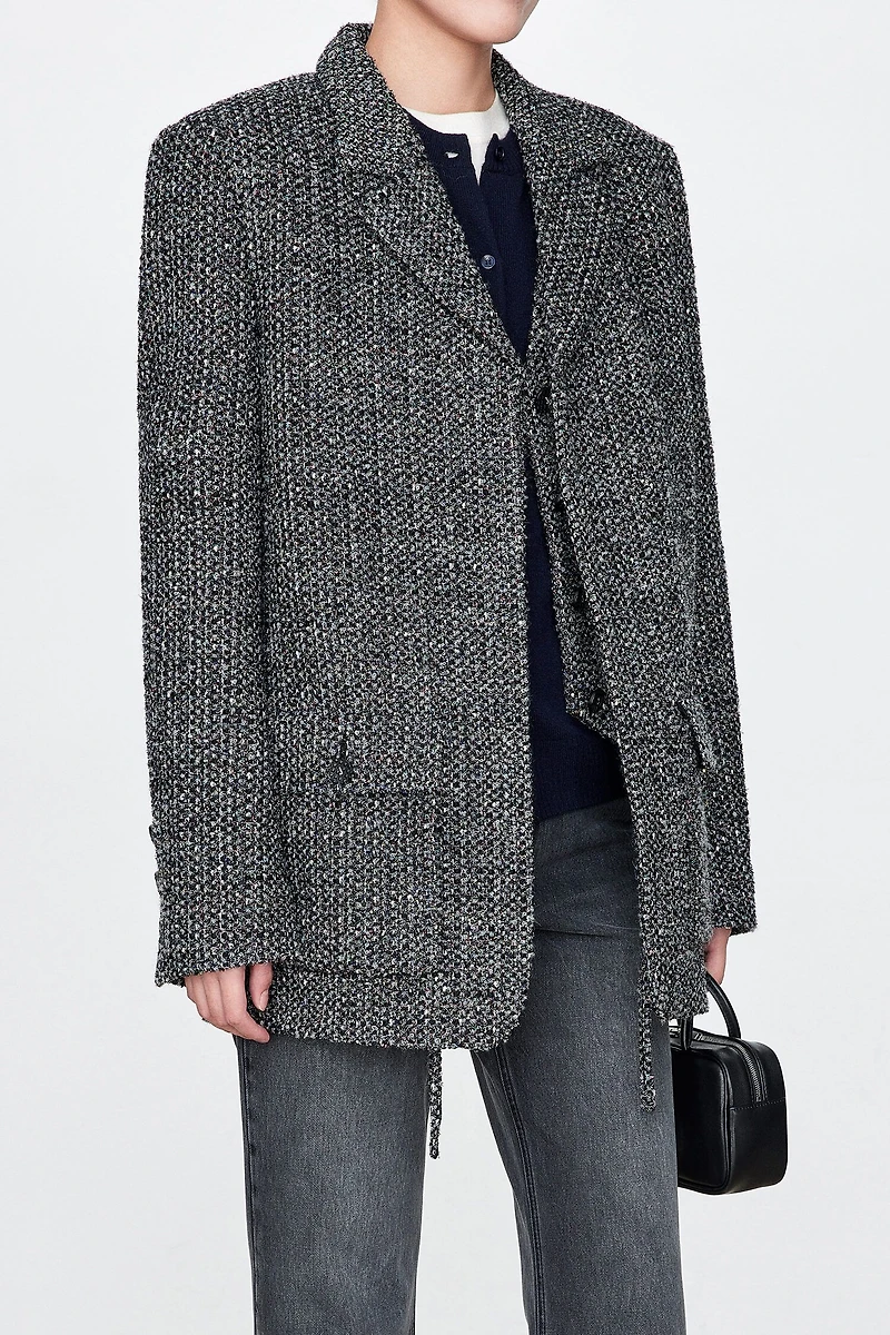 Italian Tweed Blazer with Drawstring