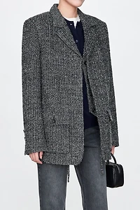Italian Tweed Blazer with Drawstring