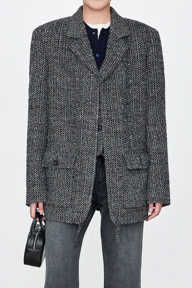 Italian Tweed Blazer with Drawstring