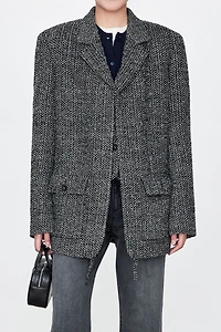 Italian Tweed Blazer with Drawstring
