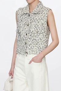 French LESAGE Tweed Collar Vest White