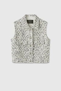 French LESAGE Tweed Collar Vest White