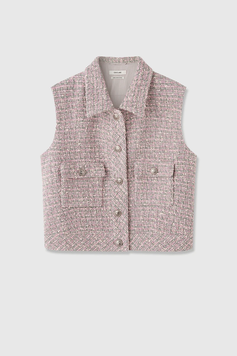 Italian Tweed Collar T-Shirt Vest