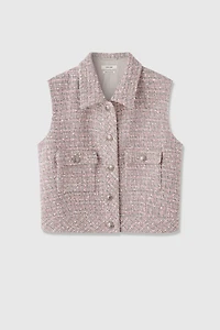 Italian Tweed Collar T-Shirt Vest