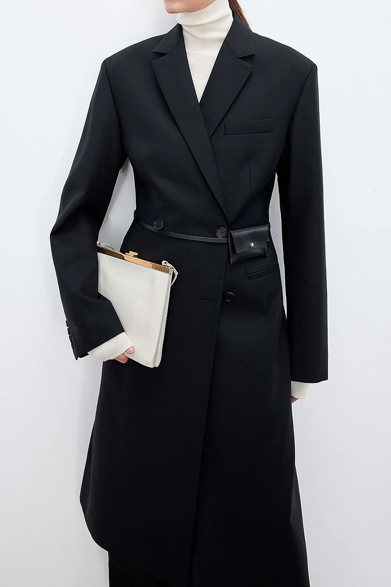 Italian Twill Mohair Wool Long Coat