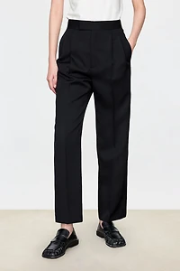 Italian Twill Wool Tapered Ankle Pants