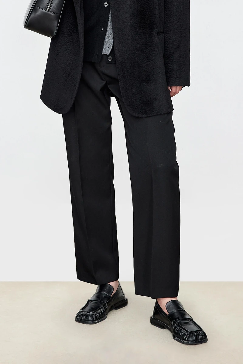 Italian Twill Wool Tapered Ankle Pants