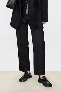 Italian Twill Wool Tapered Ankle Pants