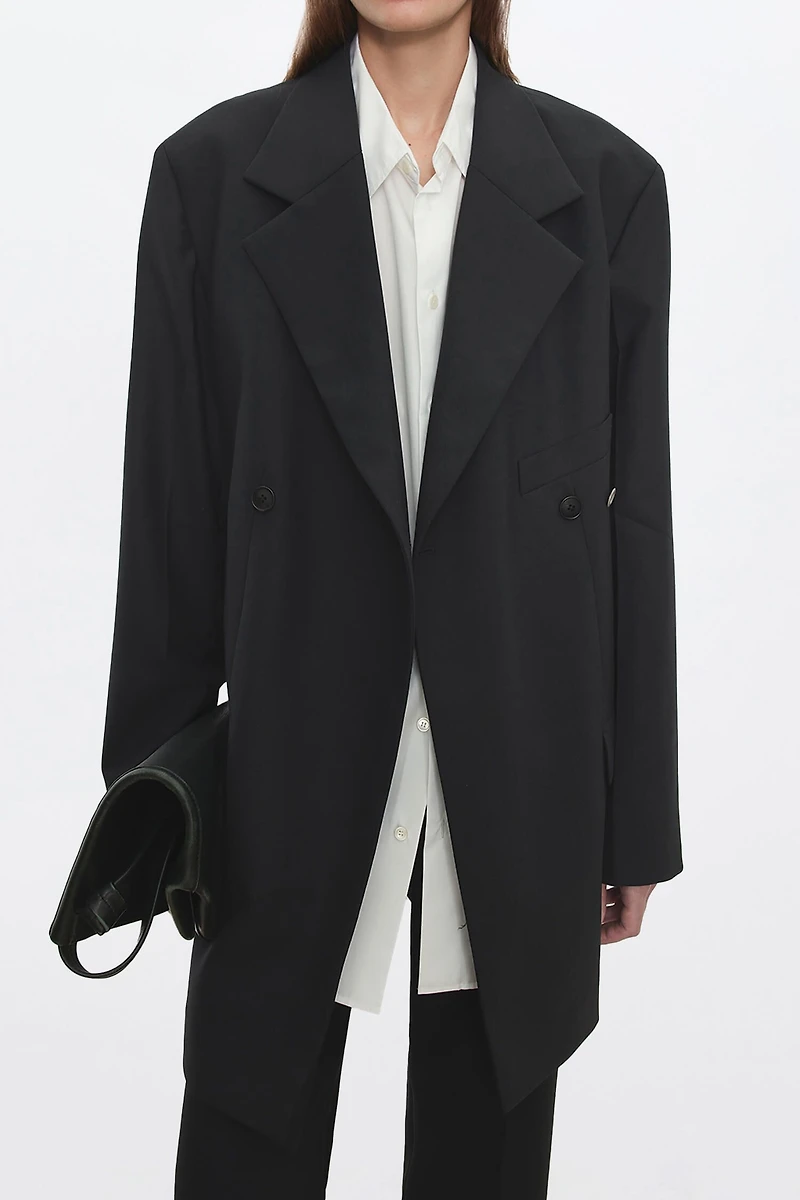 Italian VBC High-Twist Two-Tone Wool Blazer