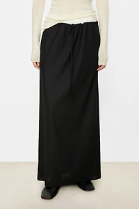 Italian Wool and Pure Silk Elastic Waist Midi Skirt