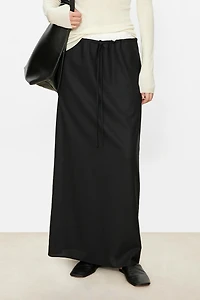 Italian Wool and Pure Silk Elastic Waist Midi Skirt