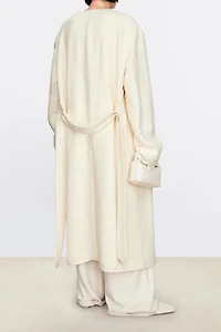 Italian Wool Bouclé Pearl-Texture Long Coat