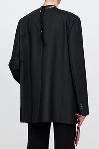 Italian Wool Collarless Draped Blazer