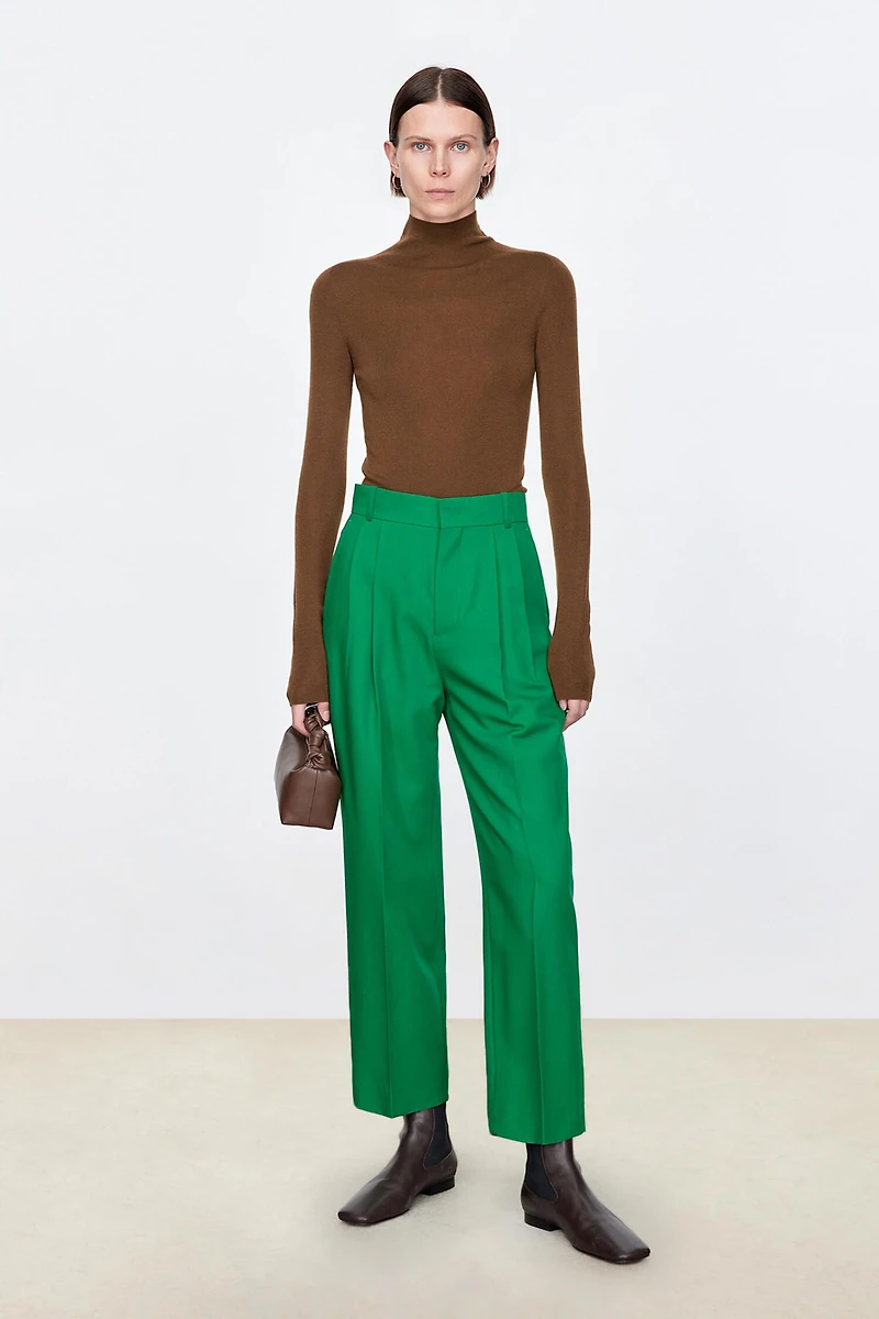 Italian Wool Double-Pleat Ankle Pants