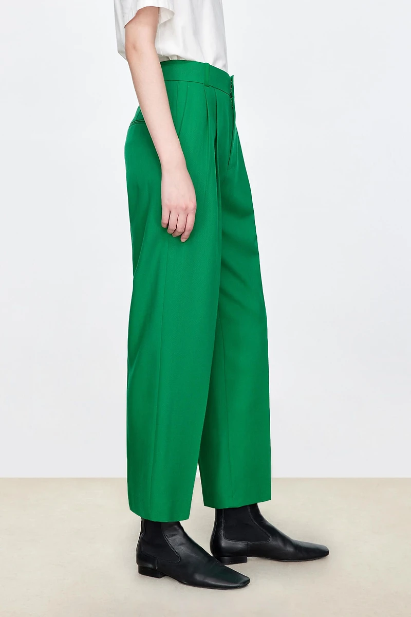 Italian Wool Double-Pleat Ankle Pants