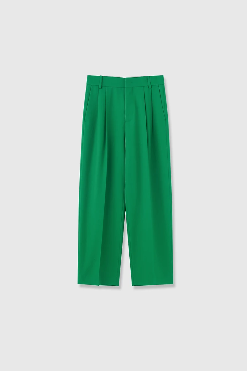 Italian Wool Double-Pleat Ankle Pants