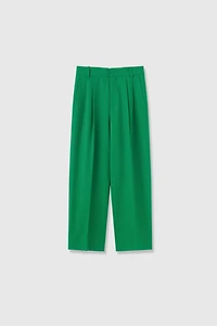 Italian Wool Double-Pleat Ankle Pants