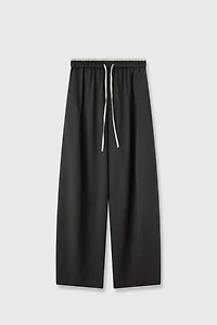 Italian Wool & Linen-Blend Curved Balloon Trousers