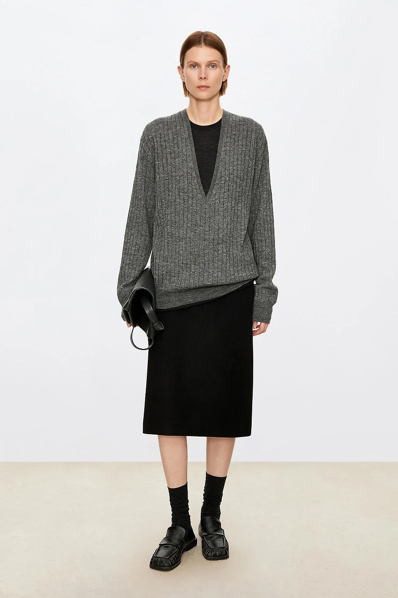Italian Wool Midi Skirt