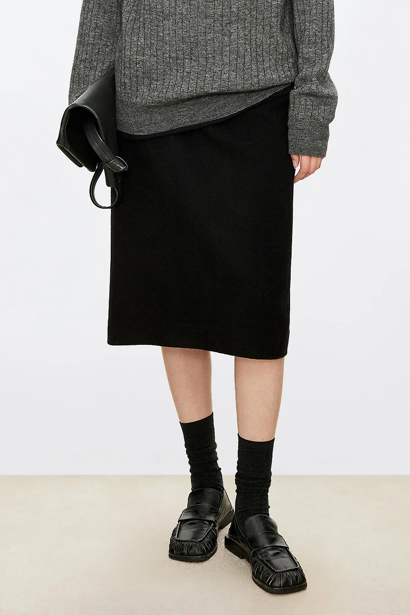 Italian Wool Midi Skirt