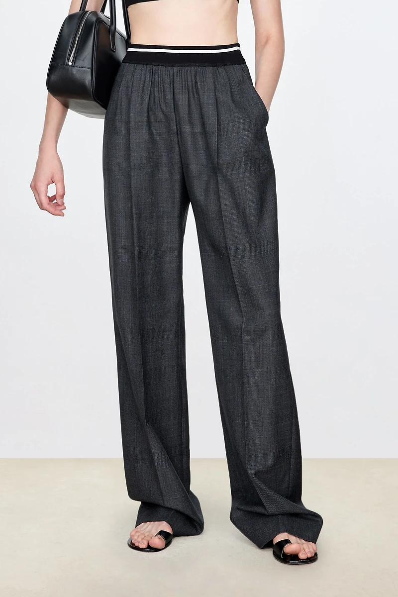 Italian Wool Plaid Straight Pants