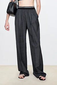 Italian Wool Plaid Straight Pants