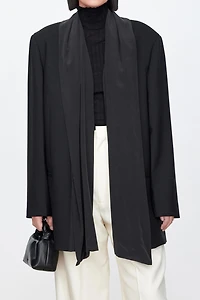 Italian Wool Silk Drape Collar Blazer