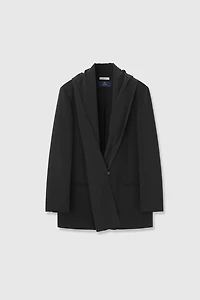 Italian Wool Silk Drape Collar Blazer