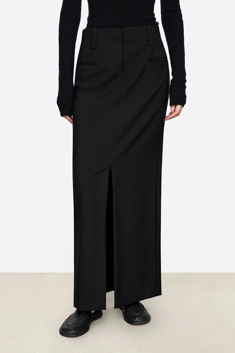 Italian Wool Split-hem Suit Skirt