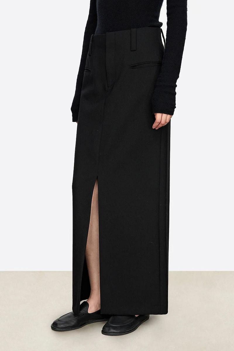 Italian Wool Split-hem Suit Skirt