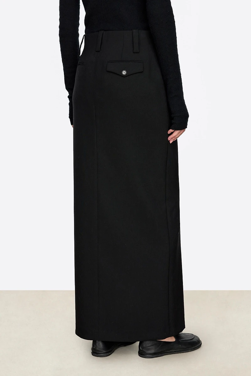 Italian Wool Split-hem Suit Skirt