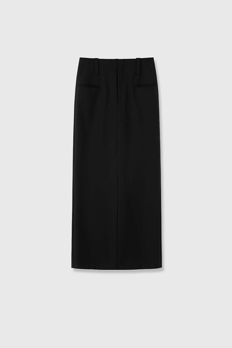 Italian Wool Split-hem Suit Skirt