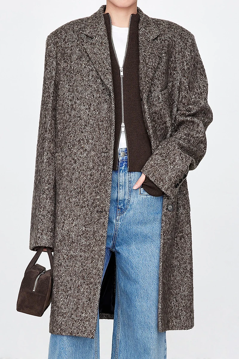 Italian Wool Straight Mid-Length Coat