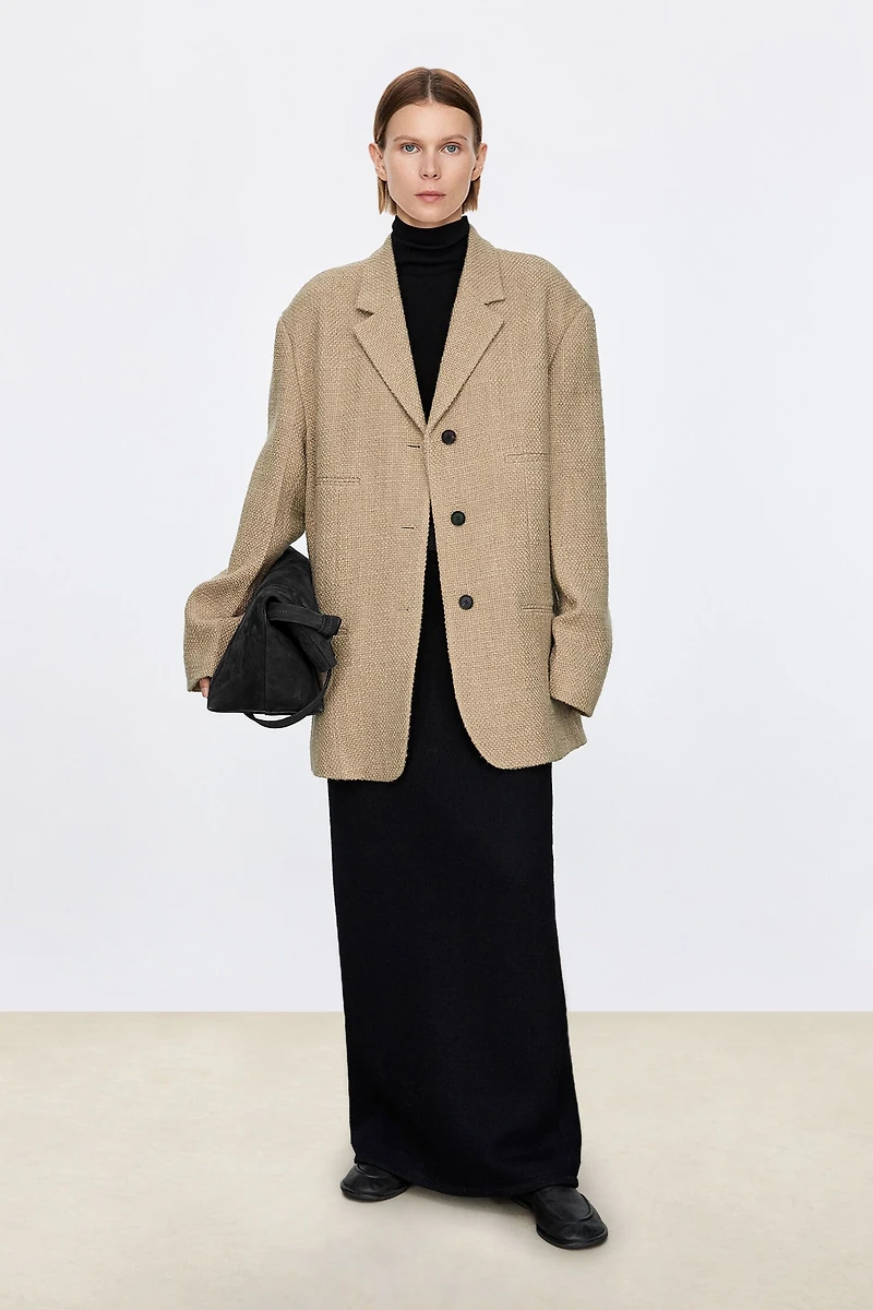 Italian Wool Tweed Oversized Coat