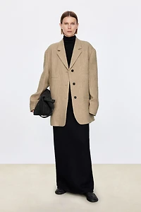 Italian Wool Tweed Oversized Coat