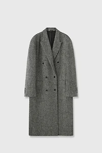 Italian Wool Tweed Peak-Lapel Coat
