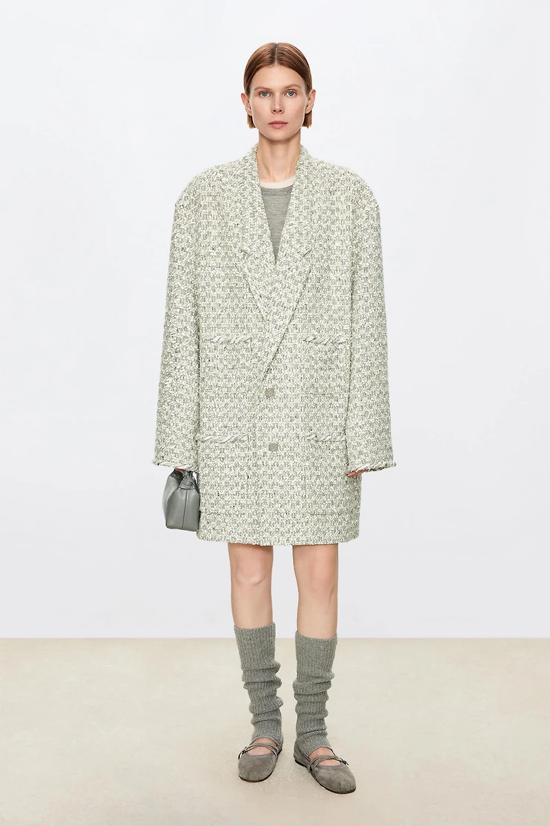 Italian Wool Tweed Suit Coat Glacier Grey
