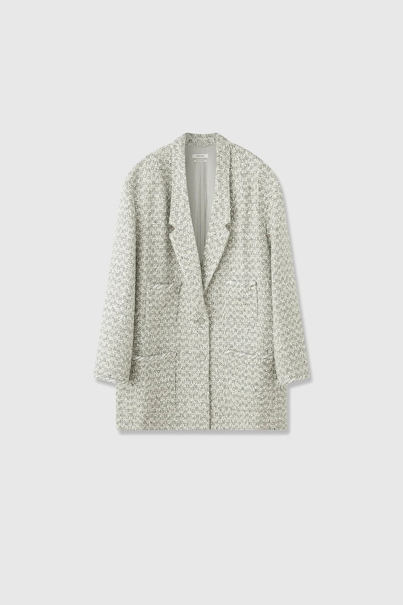 Italian Wool Tweed Suit Coat Glacier Grey