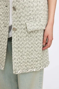 Italian Wool Tweed V-Neck Vest Glacier Grey