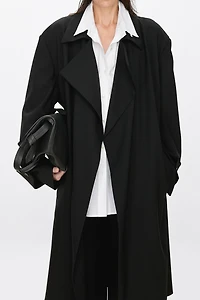 Italian Worsted Wool Lapel Suit-Style Trench Coat