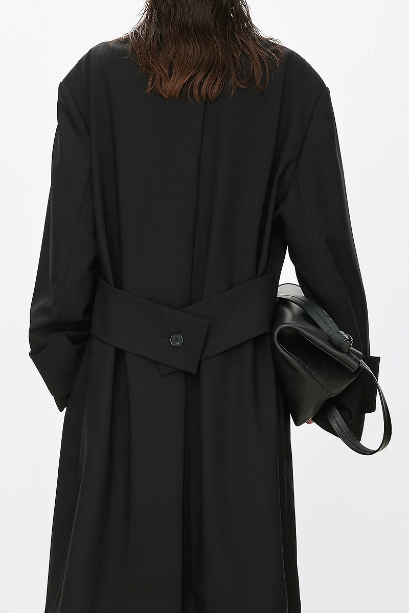 Italian Worsted Wool Lapel Suit-Style Trench Coat