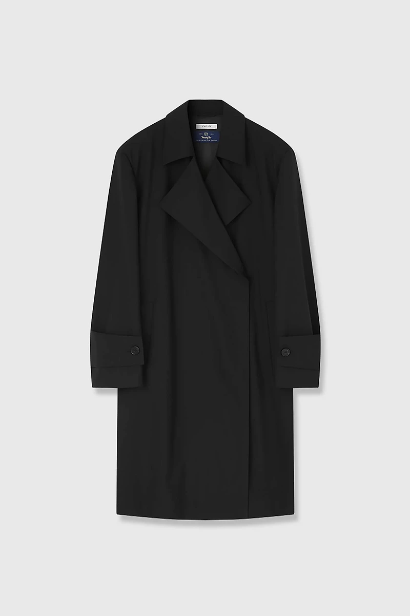 Italian Worsted Wool Lapel Suit-Style Trench Coat