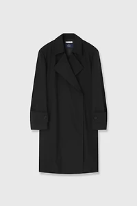Italian Worsted Wool Lapel Suit-Style Trench Coat
