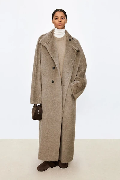 Italian Alpaca Versatile Collar Long Coat