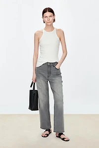 Italian/Japanese PIMA Cotton Cropped Straight-Leg Jeans